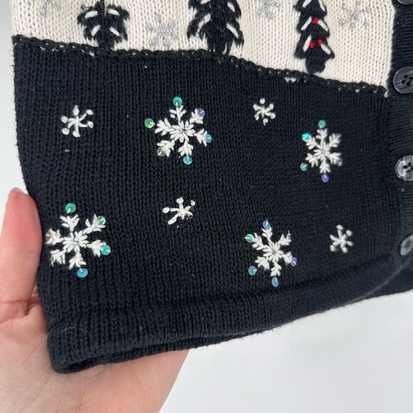 Vintage White Stag Christmas Snowman Snowflake Ugly Sweater Vest Cotton Size S - Picture 7 of 9